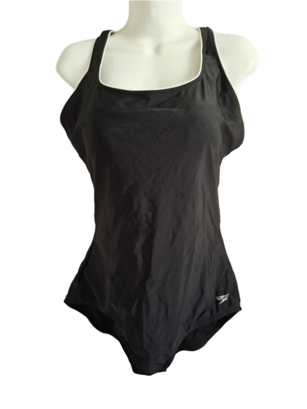 Speedo One Piece padded bra Swimsuit Black White Size XL beachwear sporty
